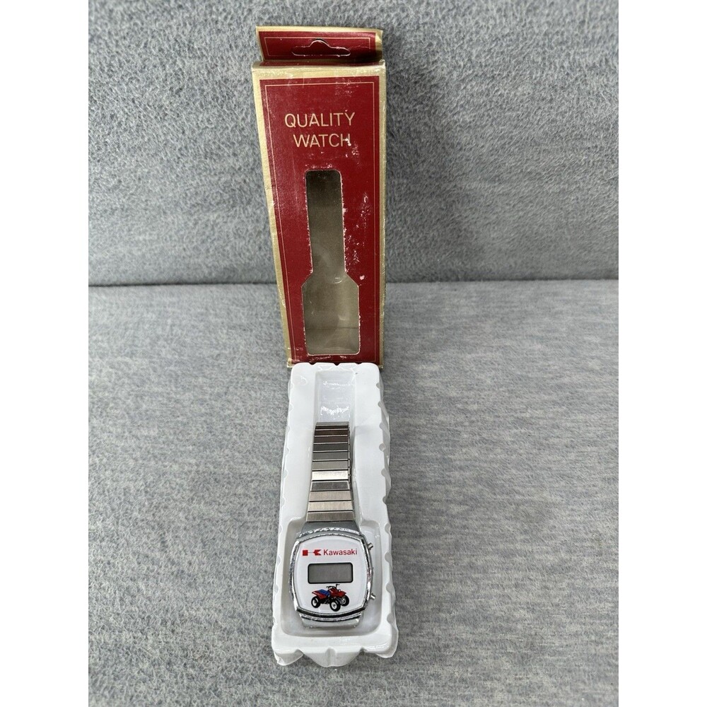 Vintage Kawasaki Advertising Silver Tone Quality Digital Mechanical Analog Watch